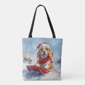 Beagle Dog in Sledge Laat het Sneeuw Kerstmis Tote Bag (Achterkant)