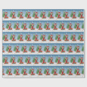 Beagle Dog in sneeuw met kerstcadeaus Cadeaupapier (Vlak)