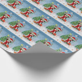 Beagle Dog in sneeuw met kerstcadeaus Cadeaupapier (Hoek)