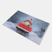Beagle Dog in sneeuw, met kersttruck Deurmat (Schuin)
