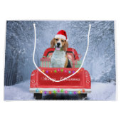 Beagle Dog in sneeuw, met kersttruck Groot Cadeauzakje (Voorkant)