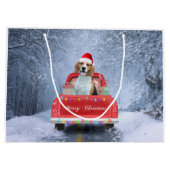 Beagle Dog in sneeuw, met kersttruck Groot Cadeauzakje (Achterkant)