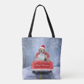 Beagle Dog in sneeuw, met kersttruck Tote Bag (Achterkant)