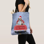 Beagle Dog in sneeuw, met kersttruck Tote Bag (Dichtbij)