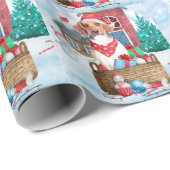 Beagle Dog in sneeuwkersthondenhuis Cadeaupapier (Rol Hoek)