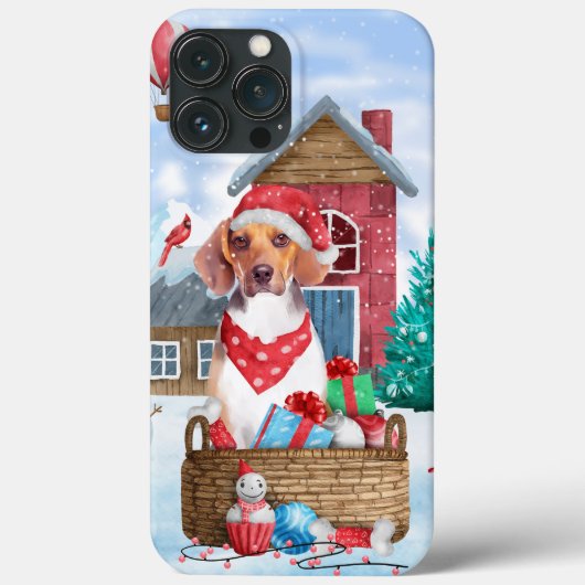 Beagle Dog in sneeuwkersthondenhuis Case-Mate iPhone Case (Achterkant)