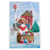 Beagle Dog in sneeuwkersthondenhuis Medium Cadeauzakje (Voorkant)