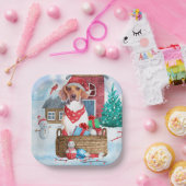 Beagle Dog in sneeuwkersthondenhuis Papieren Bordje (Feest)