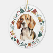 Beagle Dog ingelijst met kerst Afbeeldingen Keramisch Ornament (Links)
