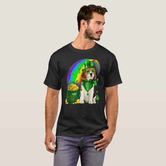 Beagle Dog Irish Leprechaun Saint St Patrick Day T-shirt (Voorkant volledig)