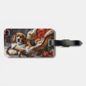 Beagle Dog Kerstfeest Bagagelabel (Achterkant horizontaal)