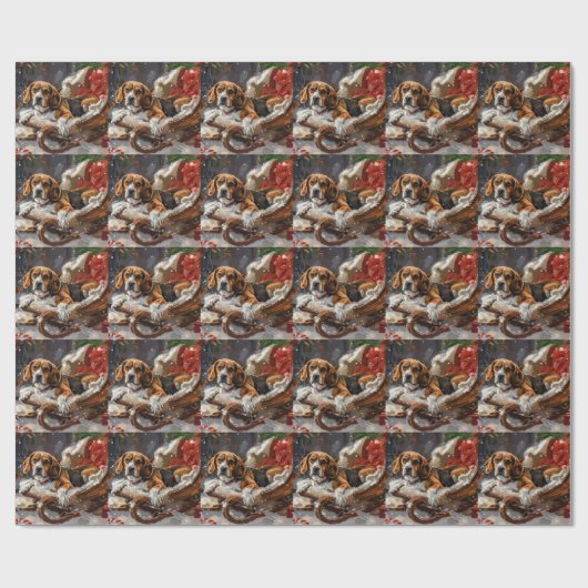 Beagle Dog Kerstfeest Cadeaupapier (Vlak)