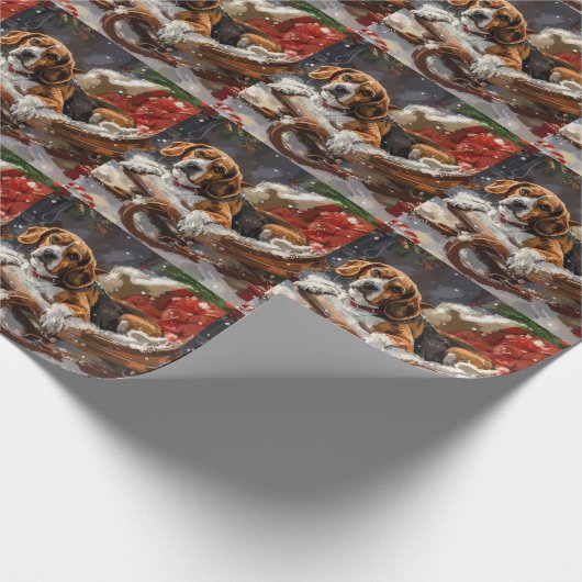 Beagle Dog Kerstfeest Cadeaupapier (Hoek)