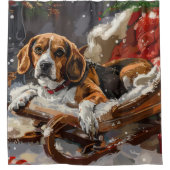 Beagle Dog Kerstfeest Douchegordijn (Voorkant)