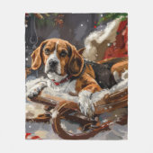 Beagle Dog Kerstfeest Fleece Deken (Voorkant)