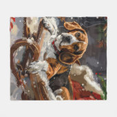 Beagle Dog Kerstfeest Fleece Deken (Voorkant (Horizontaal))