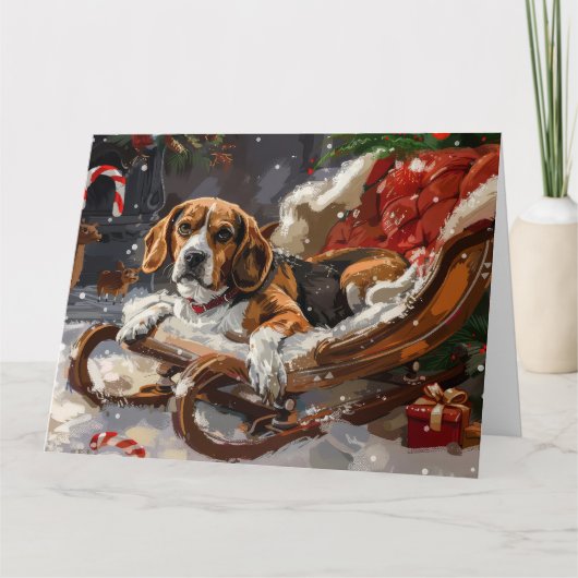 Beagle Dog Kerstfeest Kaart (Voorkant)