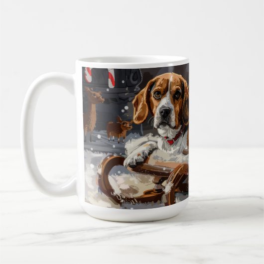 Beagle Dog Kerstfeest Koffiemok (Links)