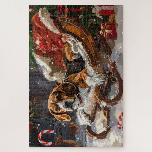 Beagle Dog Kerstfeest Legpuzzel (Verticaal)