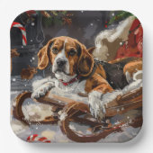 Beagle Dog Kerstfeest Papieren Bordje (Voorkant)
