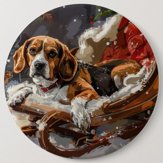 Beagle Dog Kerstfeest Ronde Button 6,0 Cm (Voorkant)