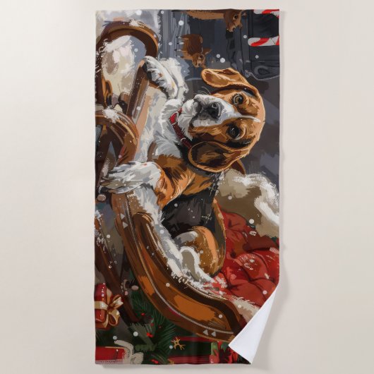 Beagle Dog Kerstfeest Strandlaken (Voorkant)