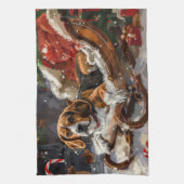 Beagle Dog Kerstfeest Theedoek (Verticaal)