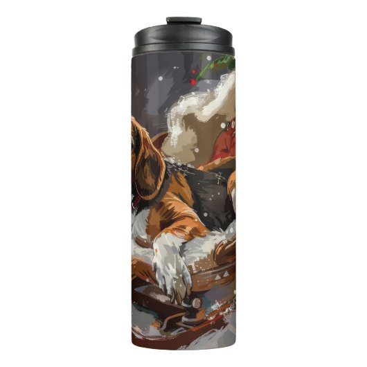 Beagle Dog Kerstfeest Thermosbeker (Voorkant)