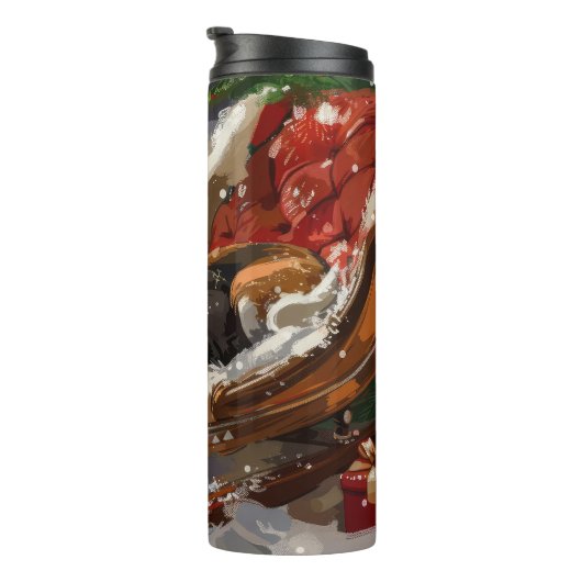 Beagle Dog Kerstfeest Thermosbeker (Geroteerd rechts)