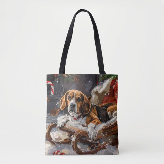 Beagle Dog Kerstfeest Tote Bag (Voorkant)