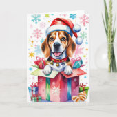 Beagle Dog Kerstgroet Kaart (Voorkant)
