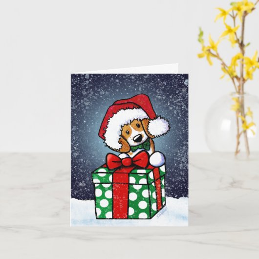 Beagle Dog-kerstkaart Kaart (Gele Bloem)