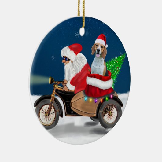 Beagle Dog kerstkerstkerstman Keramisch Ornament (Rechts)