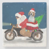 Beagle Dog kerstkerstkerstman Stenen Onderzetter (Voorkant)