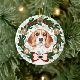 Beagle Dog Kerstmis Cute Dog Cookie Wreate Keramisch Ornament