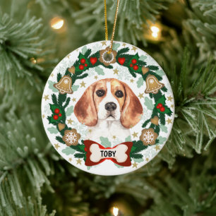 Beagle Dog Kerstmis Cute Dog Cookie Wreate Keramisch Ornament
