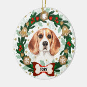 Beagle Dog Kerstmis Cute Dog Cookie Wreate Keramisch Ornament (Links)