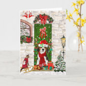 Beagle Dog Kerstmis Kaart (Gele Bloem)