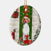 Beagle Dog Kerstmis Keramisch Ornament (Rechts)
