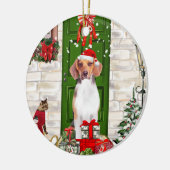 Beagle Dog Kerstmis Keramisch Ornament (Links)