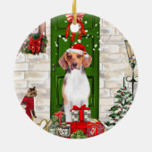 Beagle Dog Kerstmis Keramisch Ornament (Achterkant)