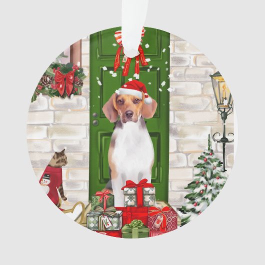 Beagle Dog Kerstmis Ornament (voorkant)