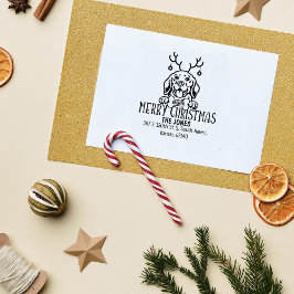 Beagle Dog Kerstmis retour adres Rubberstempel