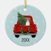 Beagle dog kersttruck keramisch ornament (Voorkant)