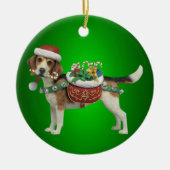 Beagle Dog-kerstversiering Keramisch Ornament (Voorkant)