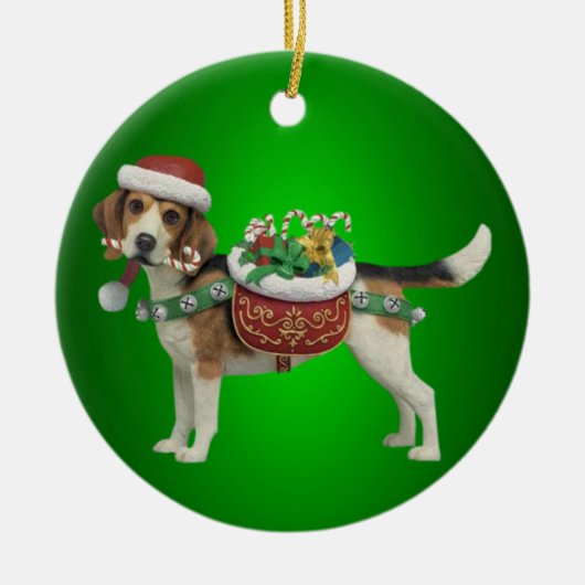 Beagle Dog-kerstversiering Keramisch Ornament (Voorkant)