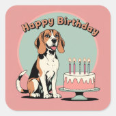 Beagle Dog Kleurrijk Vierkante Sticker (Voorkant)