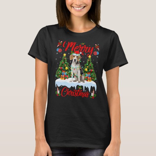 Beagle Dog Lights-kerstboom Kerstmis T-shirt (Voorkant)