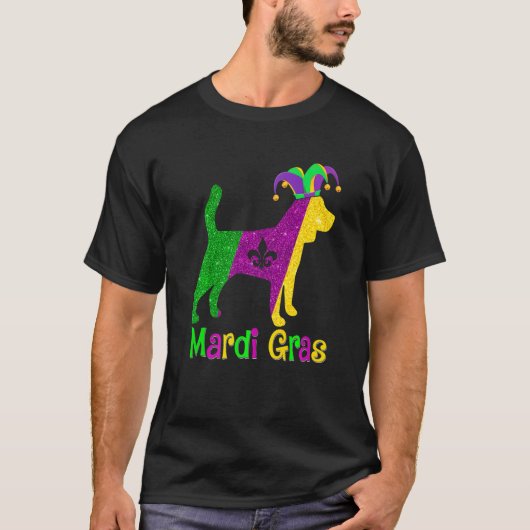 Beagle Dog Lover Mardi Gras Carnival Jester Premiu T-shirt (Voorkant)