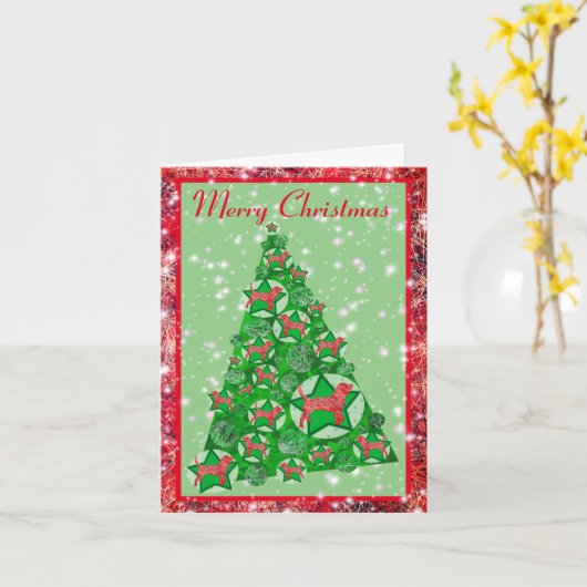 Beagle Dog Merry Kerstboom met sterren Kaart (Gele Bloem)